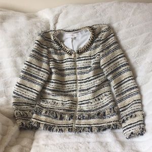 Boston Proper Black and Gold Fringe Jacket Sz 8